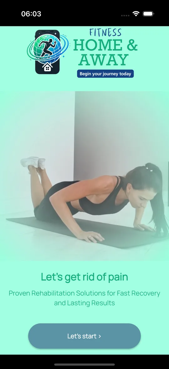 Онбординг Fitness Home & Away: избавьтесь от боли